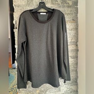 XL Pinspark Heather Charcoal Grey mesh long sleeve athletic top